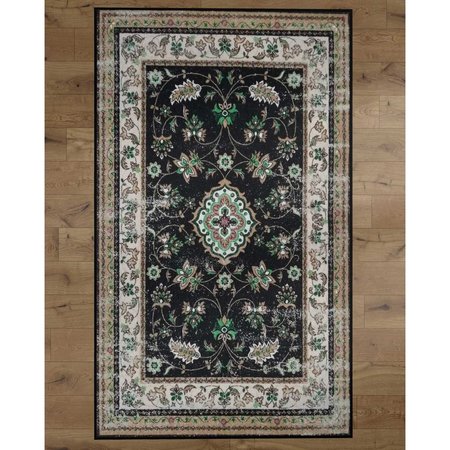 DEERLUX Traditional Persian Style Living Room Area Rug w/Nonslip Backing, Classic Cream, 4 x 6 Ft QI003757.S
